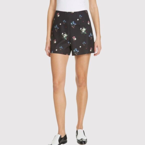 Ted Baker Womens Shorts Black Naomii Oracle Floral Ditsy Pleated Boho Size 0 - Picture 1 of 12